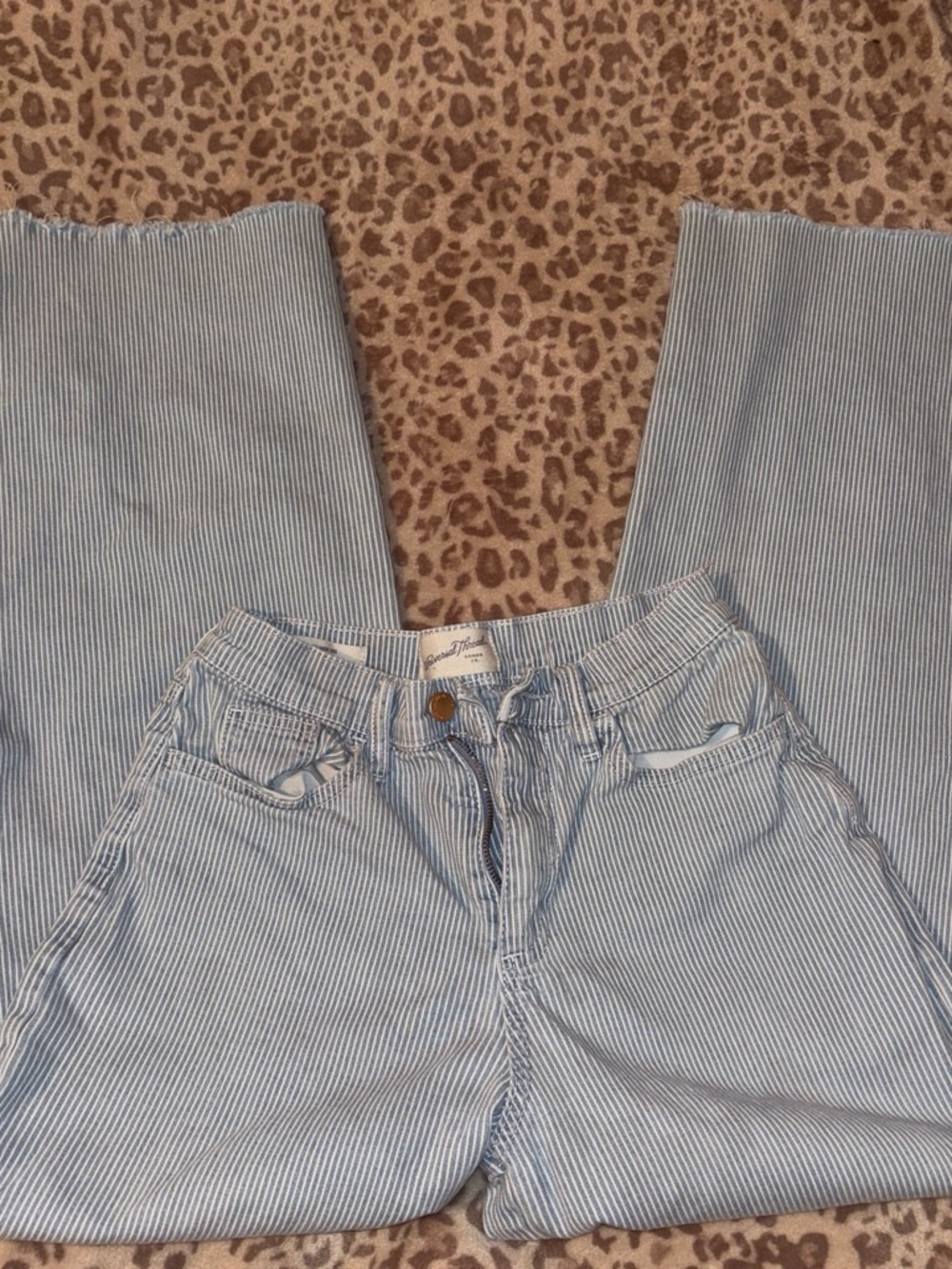 Universal Thread Light Blue Pinstripe Wide-Leg Jeans